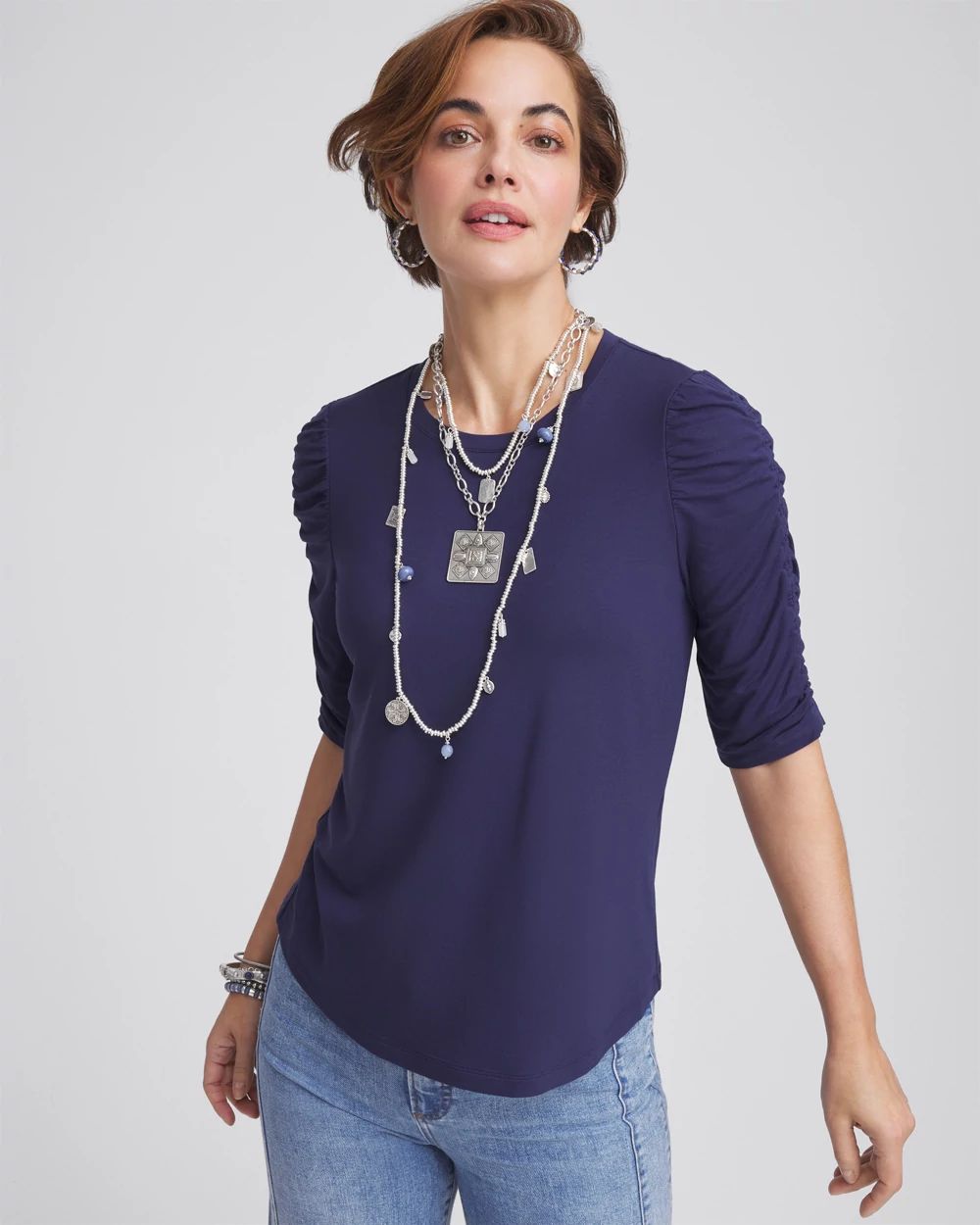 Touch of Cool™ Ruched Sleeve Tee | Chico's